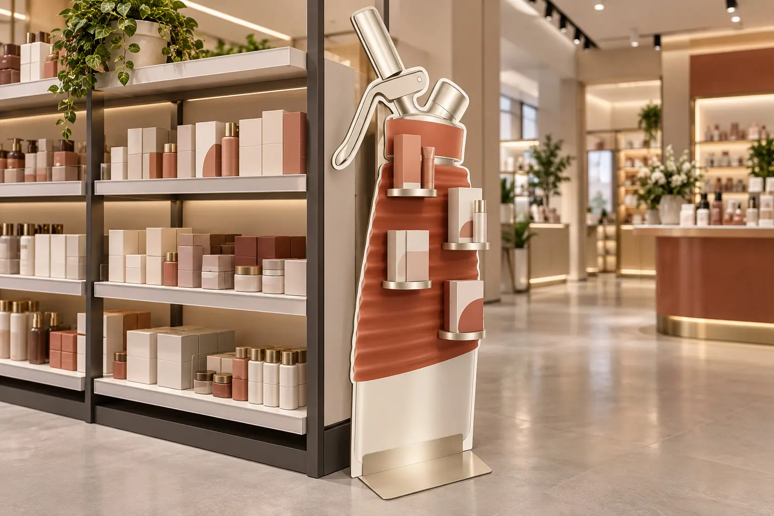Espositore sagomato per prodotti beauty