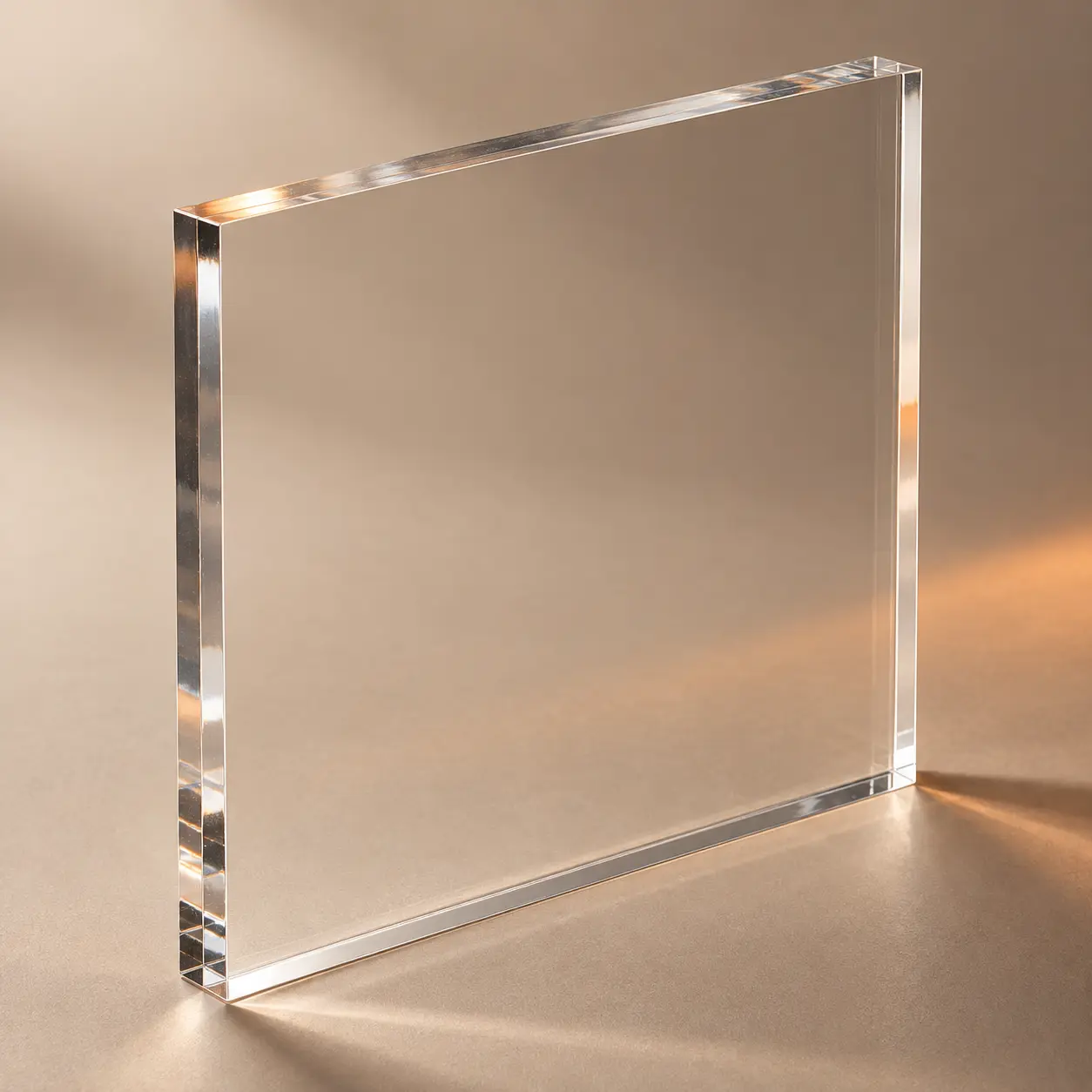Dettaglio di un pannello trasparente in plexiglass con bordo lucidato