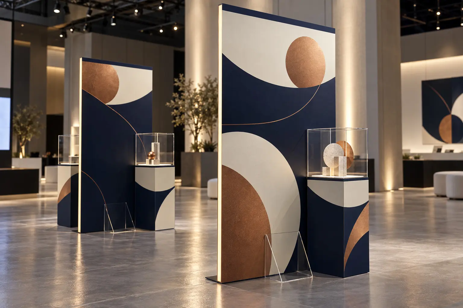 Allestimento coordinato con totem per evento